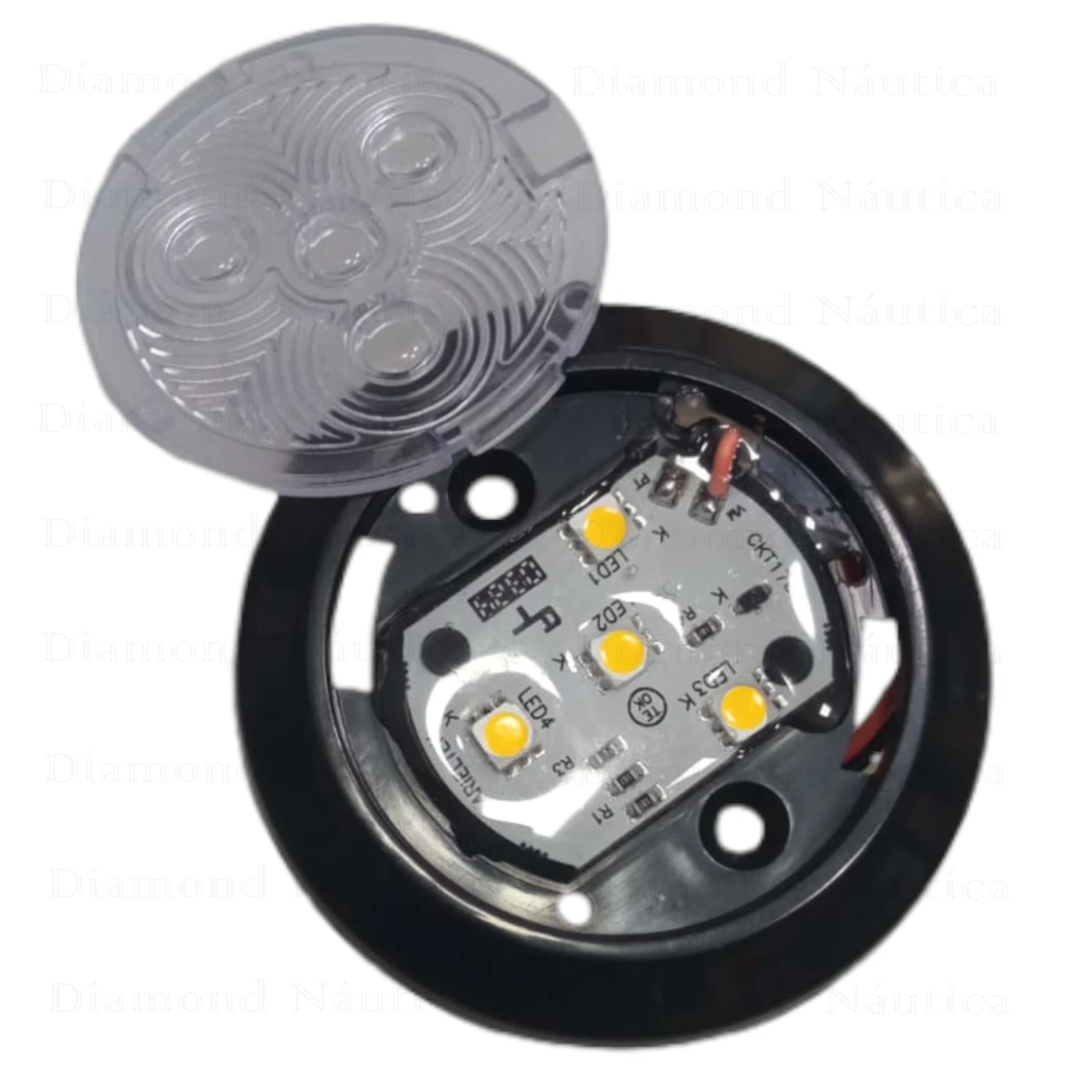 Luminária Utilitária Náutica Preto Com Led Branco Quente