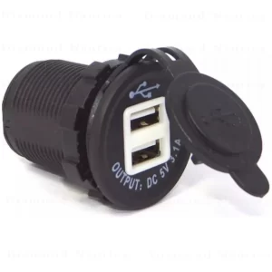 Tomada redonda 12/24 Volts 10/20 Amperes com 2 entradas USB