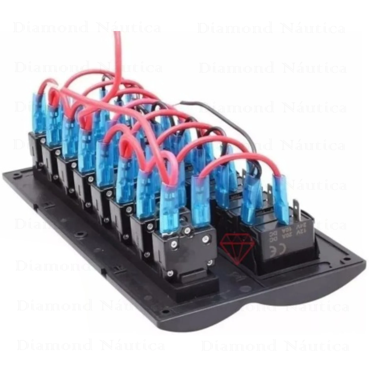 Painel De Comando Com 8 Botões Com LED E Fusíveis 12/24 Volts