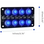 Painel Interruptor 8 Funções Com Fusível LED Azul 12-24 Volts