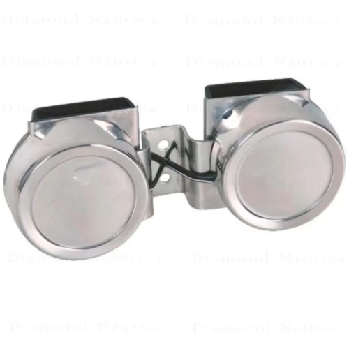 Buzina Náutica Dupla Compacta Em Aço Inoxidável 12 Volts