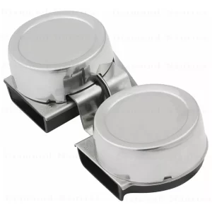 Buzina Náutica Dupla Compacta Em Aço Inoxidável 12 Volts
