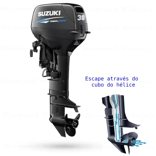 Motor De Popa Suzuki DT30RS 2 Tempos Partida Elétrica E Comando A Distância