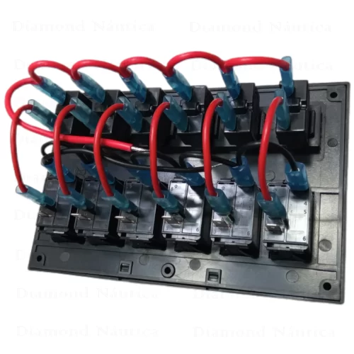 Painel De Comando Com 6 Botões LED E Fusíveis 12V / 24 Volts