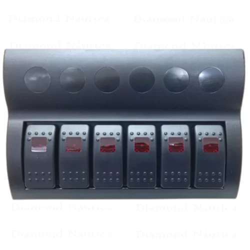 Painel De Comando Com 6 Botões LED E Fusíveis 12V / 24 Volts