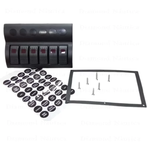 Painel De Comando Com 6 Botões LED E Fusíveis 12V / 24 Volts