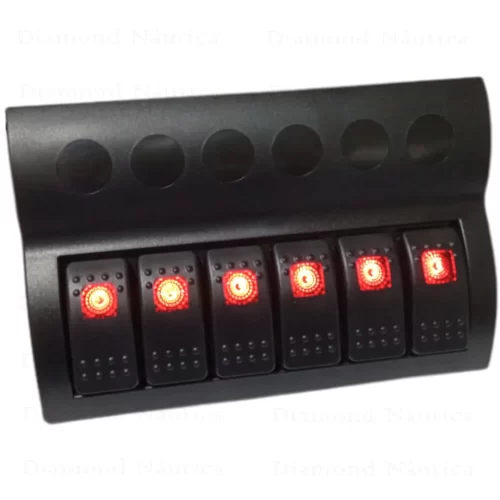 Painel De Comando Com 6 Botões LED E Fusíveis 12V / 24 Volts