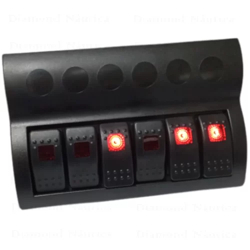 Painel De Comando Com 6 Botões LED E Fusíveis 12V / 24 Volts