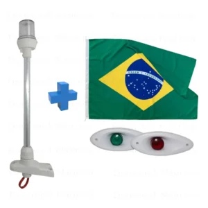 Kit Luz De Ancoragem Com Bandeira Mais Olho De Tubarão Bombordo E Boreste