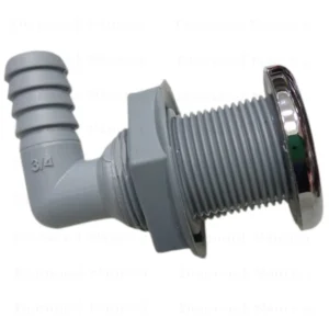 Saída De Costado 3/4” Em Cotovelo Com Capa Cromada Para Barcos E Lanchas